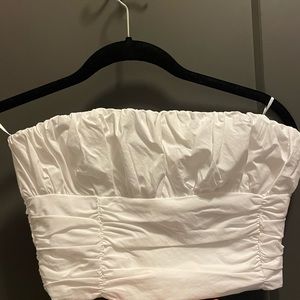 ZAra white cropped strapless top